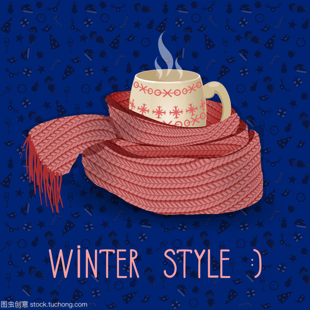 矢量扭曲粉紅色針織圍巾 時尚與藝術的交織